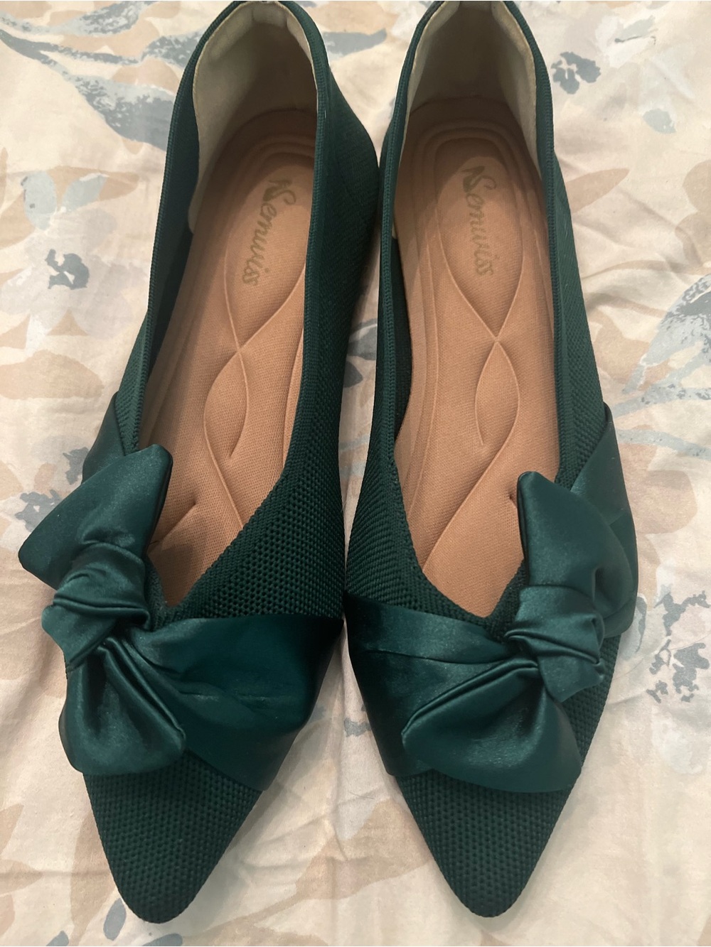 Source Unknown Emerald Green Pointed Bow Flats - Women's Shoes